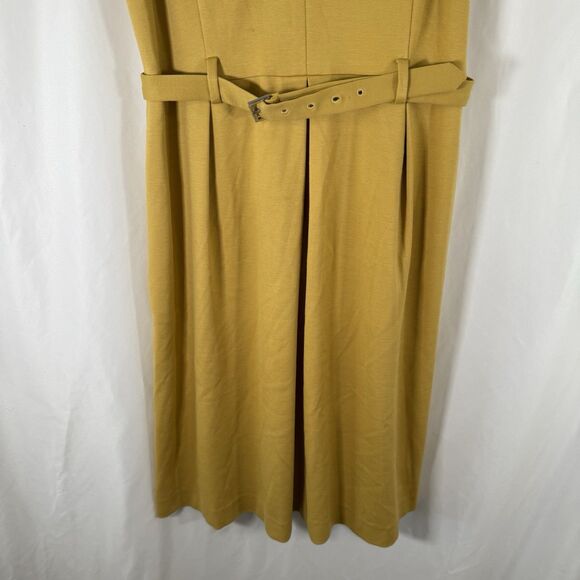 Banana Republic Midi Dress Women's 8 Yellow Sleeveless Belted Pockets Zip Back - Picture 3 of 13